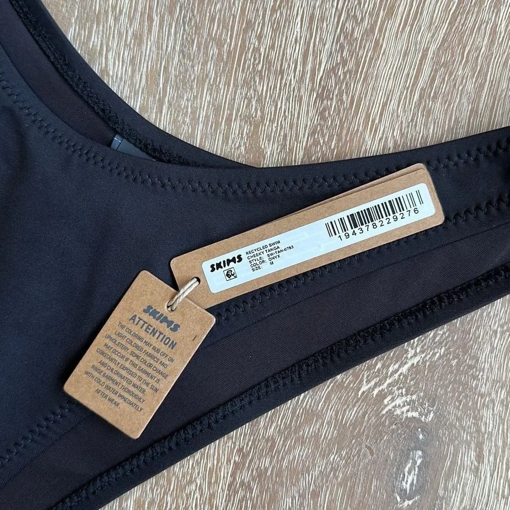 SKIMS Signature Swim Tank Bikini Top & Cheeky Tanga Onyx Size M
